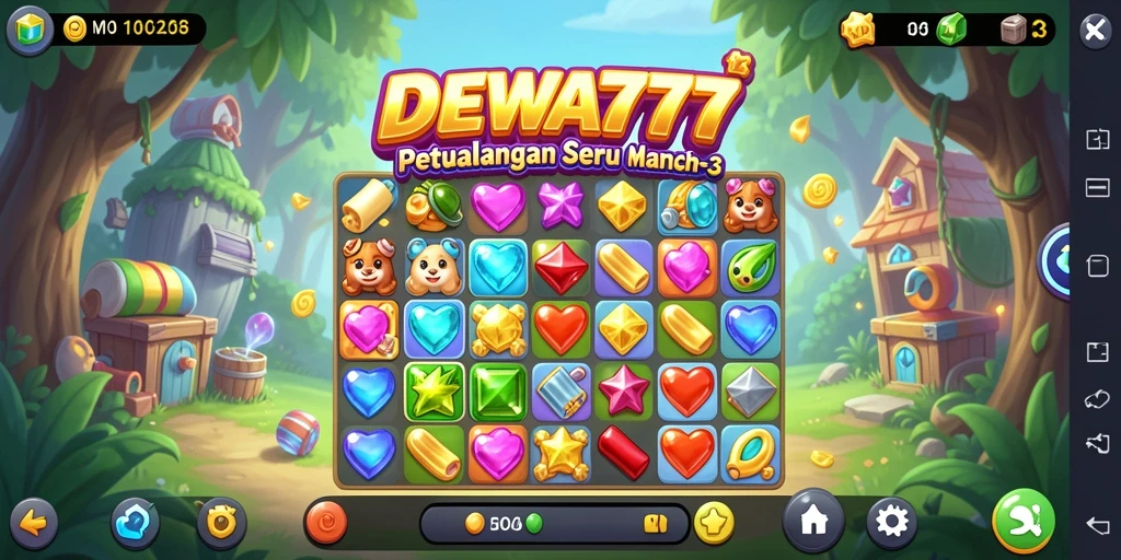 Tampilan gameplay DEWA777 yang penuh warna dan ceria.