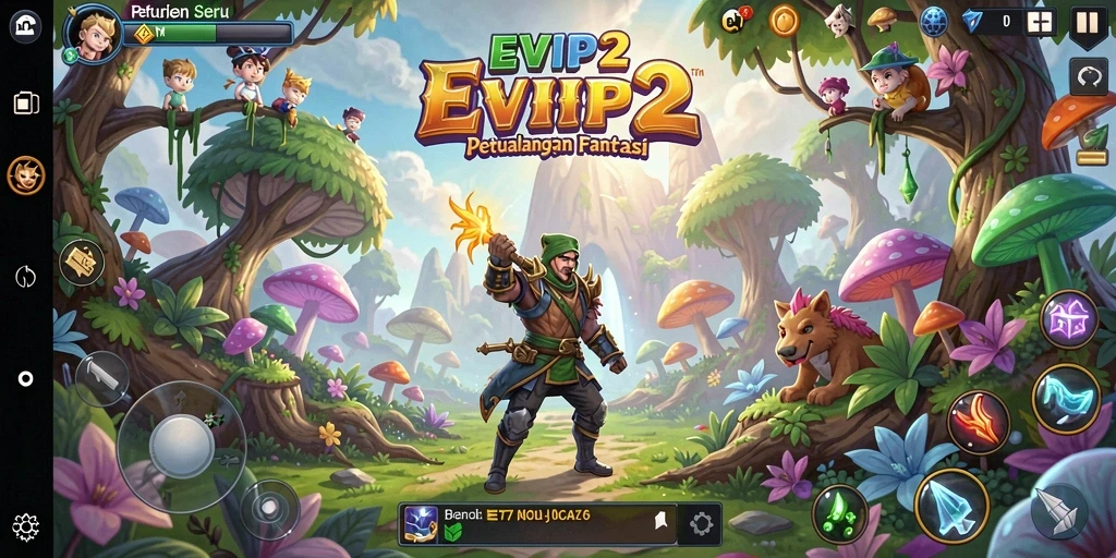 Screenshot gameplay EVIP2 menampilkan keindahan dunia fantasi yang menawan.