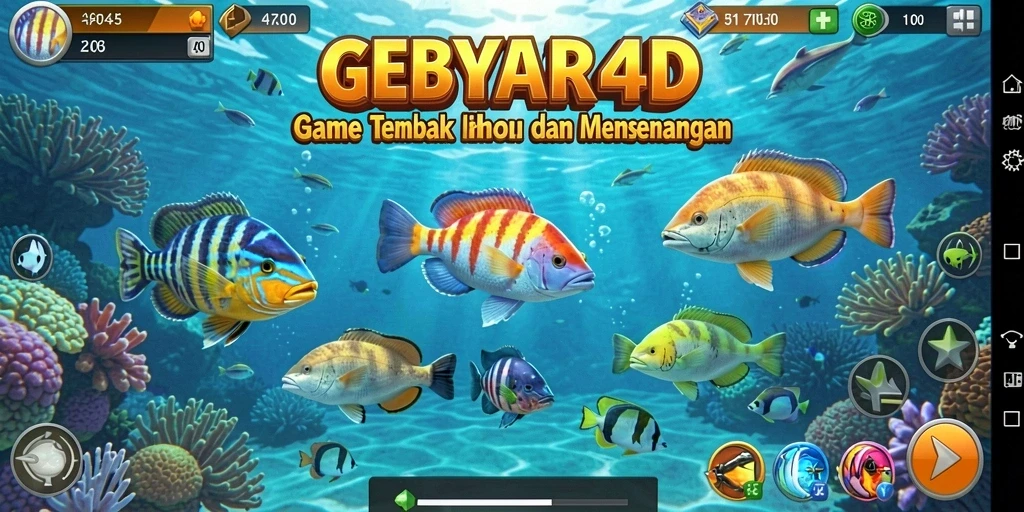 Tampilan gameplay menembak ikan di GEBYAR4D dengan grafis menarik.