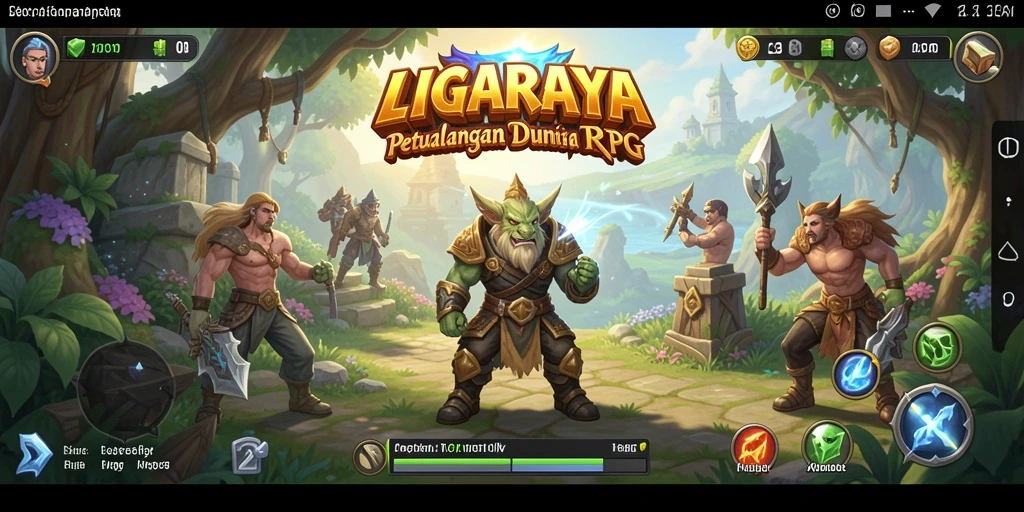 Tangkapan layar gameplay <strong>LIGARAYA</strong> yang menunjukkan pertarungan epik dalam dunia RPG.