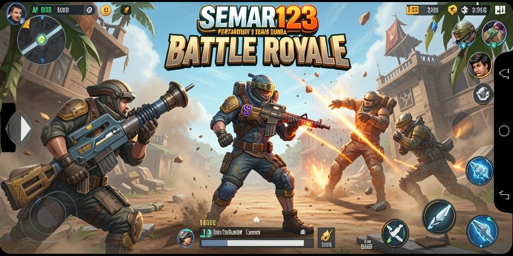 Screenshot SEMAR123 menampilkan aksi seru dalam gameplay Battle Royale.